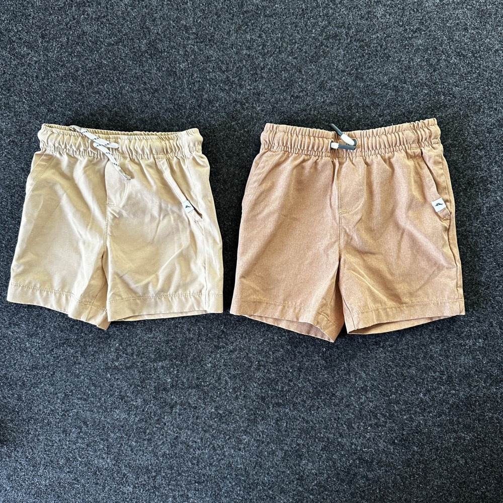 Tommy Bahama Boys Shorts Bundle Khaki Tan Elastic Waist 2T 3T Marlin Logo 2 Pack